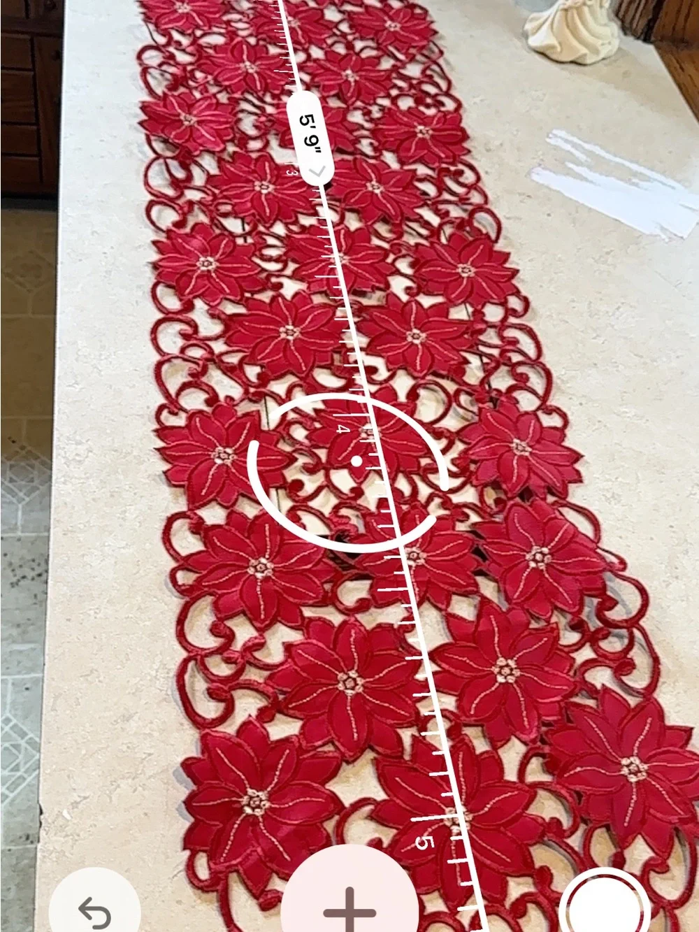 Collections Etc Christmas Table Runner Red Embroidered Poinsettia Cutout 69”